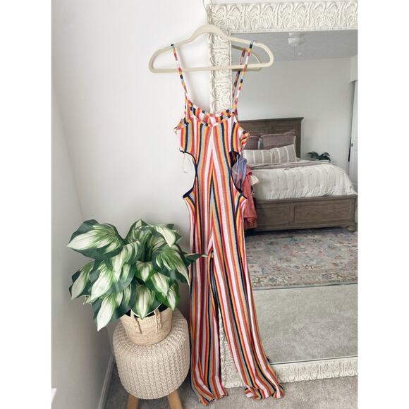 Zara Multicolor Striped Knit Side Cutout Jumpsuit - Medium - Picture 8 of 10